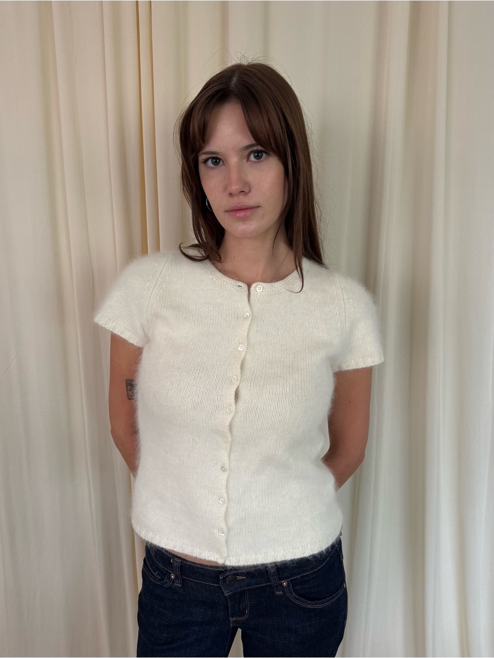 Angora+Wool Short Sleeve Sweater